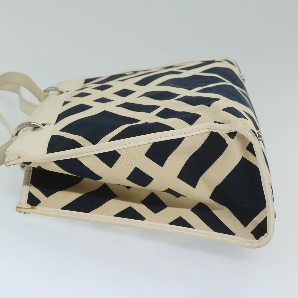 Burberry Luxury Tote Bag Auth Bs11353 Canvas White Navy