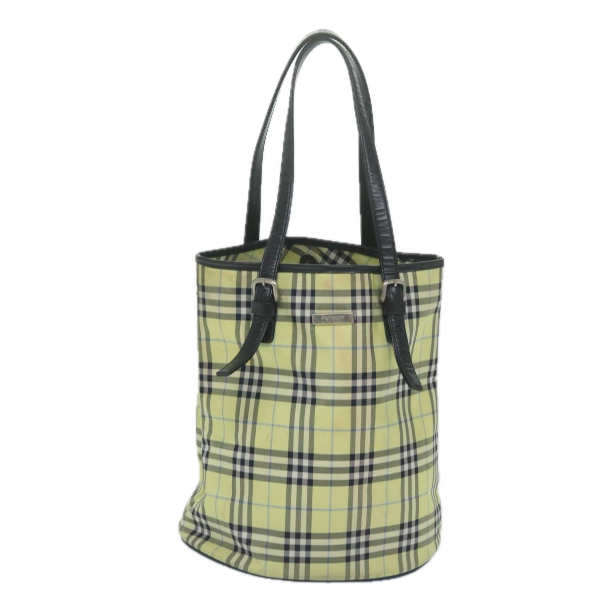 Burberry Luxury ss Nova Check Label Shoulder Bag Auth Nylon Blue Yellow