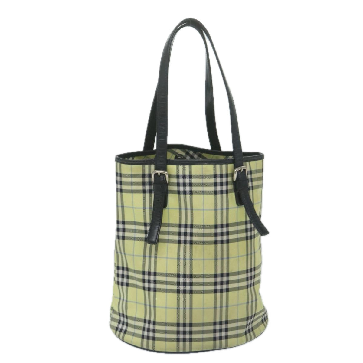 Burberry Luxury ss Nova Check Label Shoulder Bag Auth Nylon Blue Yellow