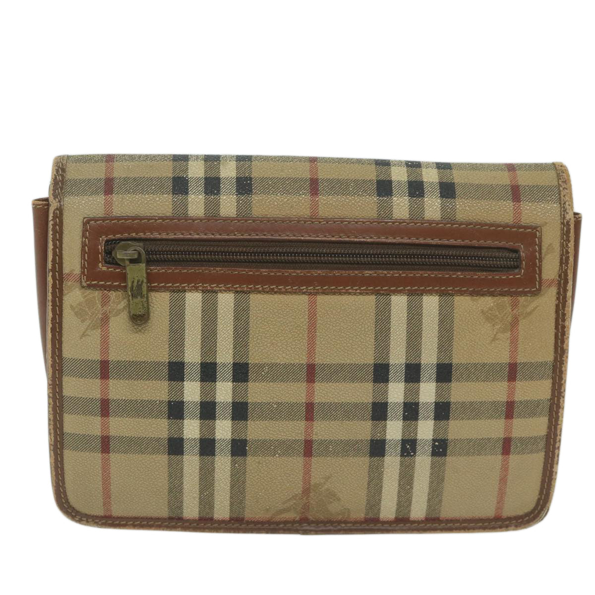 Burberry Luxury ss Nova Check Clutch Bag Pvc Auth Leather Beige Beige Auth Bs11501