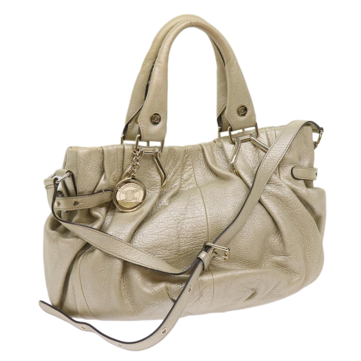 Luxury Hand Bag Way Tone Leather Gold Travel Bag