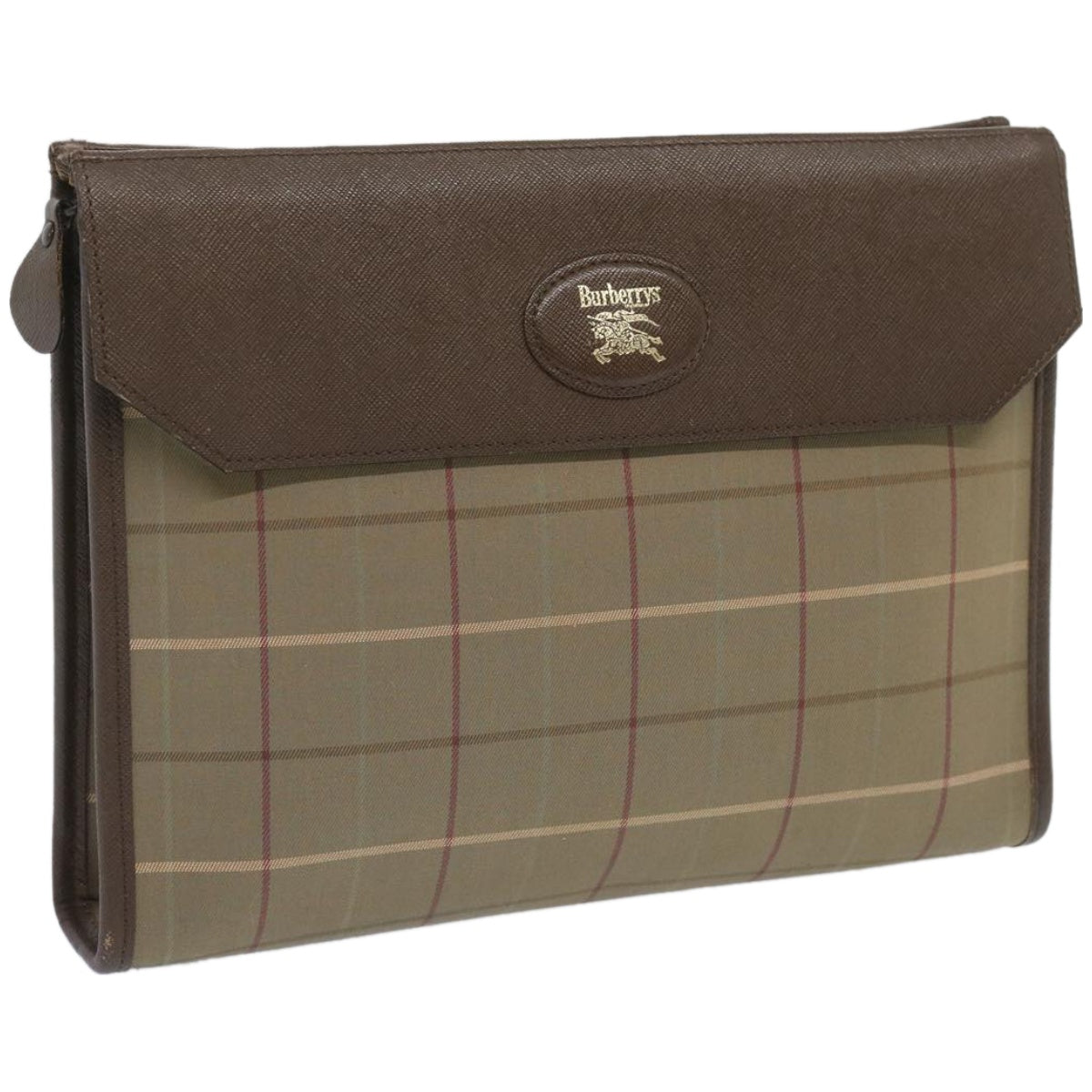 Burberry Luxury ss Nova Check Clutch Bag Auth Bs12002 Canvas Brown Beige