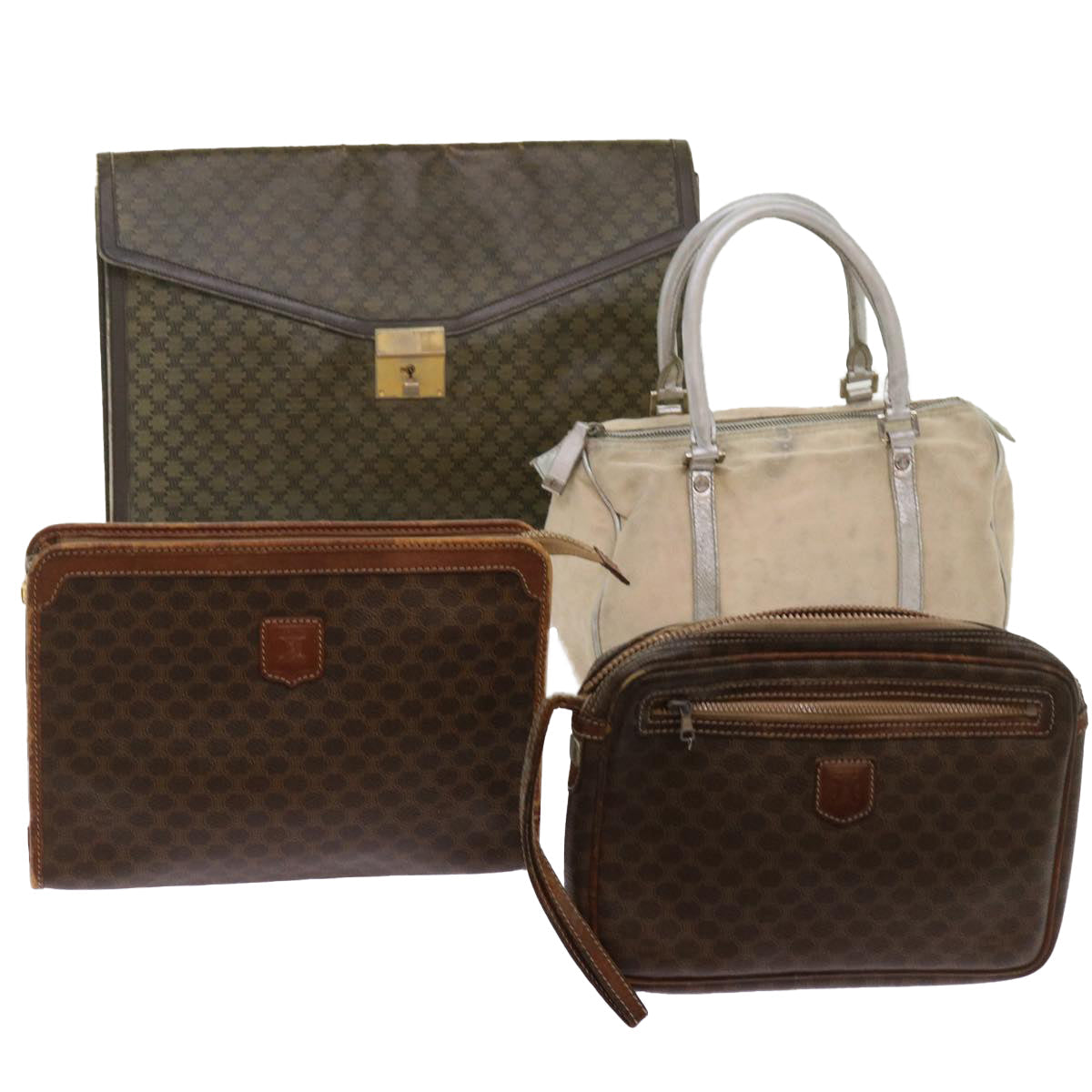 Luxury Macadam Hand Bag Clutch Bag Pvc Canvas Brown