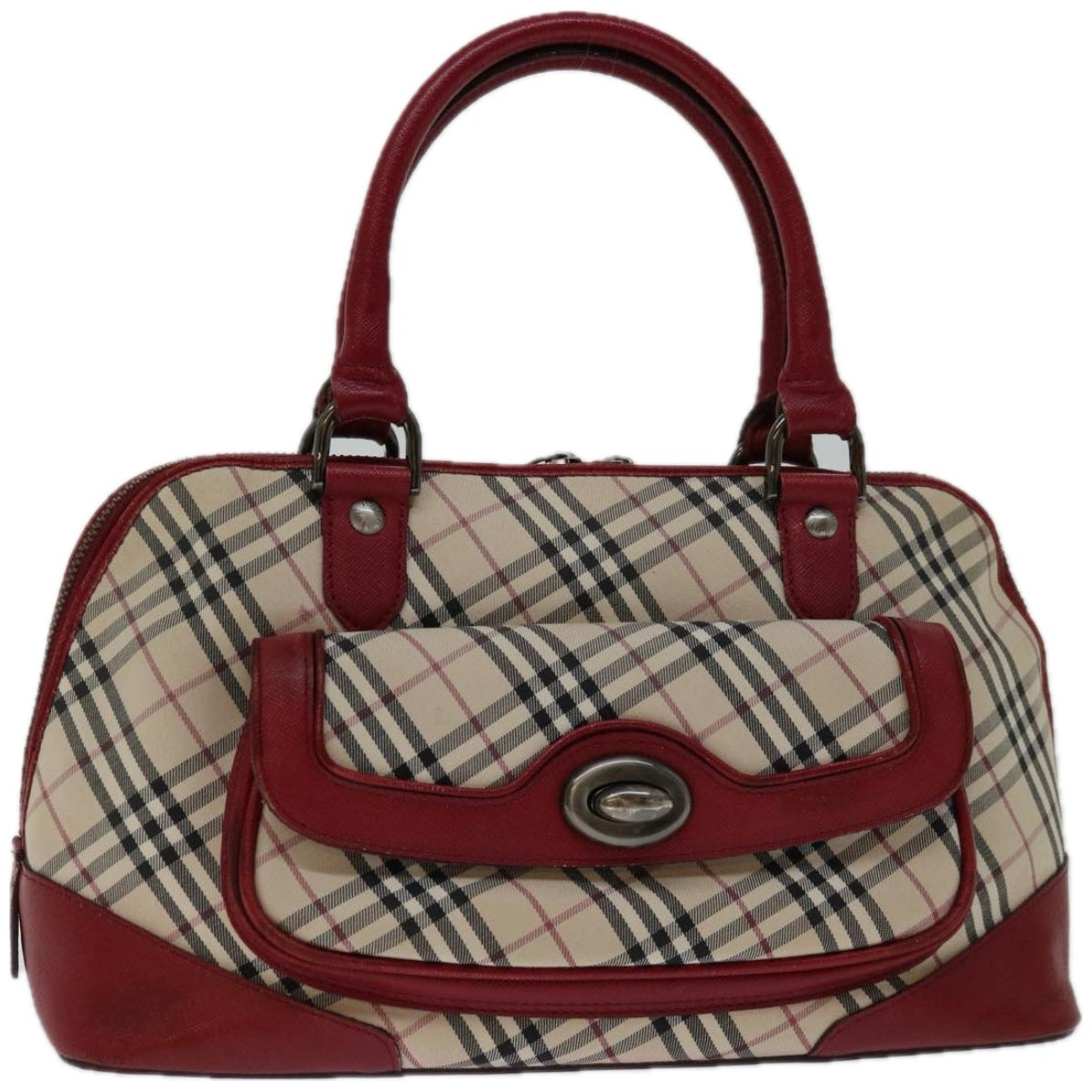 Burberry Luxury Nova Check Hand Bag Auth Bs12476 Canvas Beige Red Travel Bag