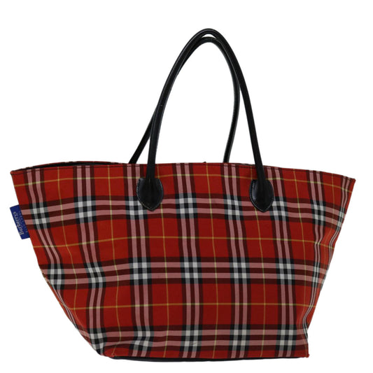 Burberry Luxury ss Nova Check Label Hand Bag Auth Nylon Blue Red Travel Bag