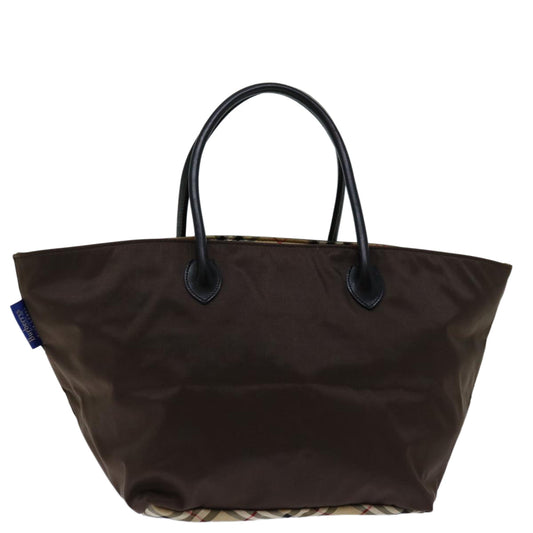 Burberry Luxury ss Label Hand Bag Auth Bs12550 Nylon Brown Blue Travel Bag