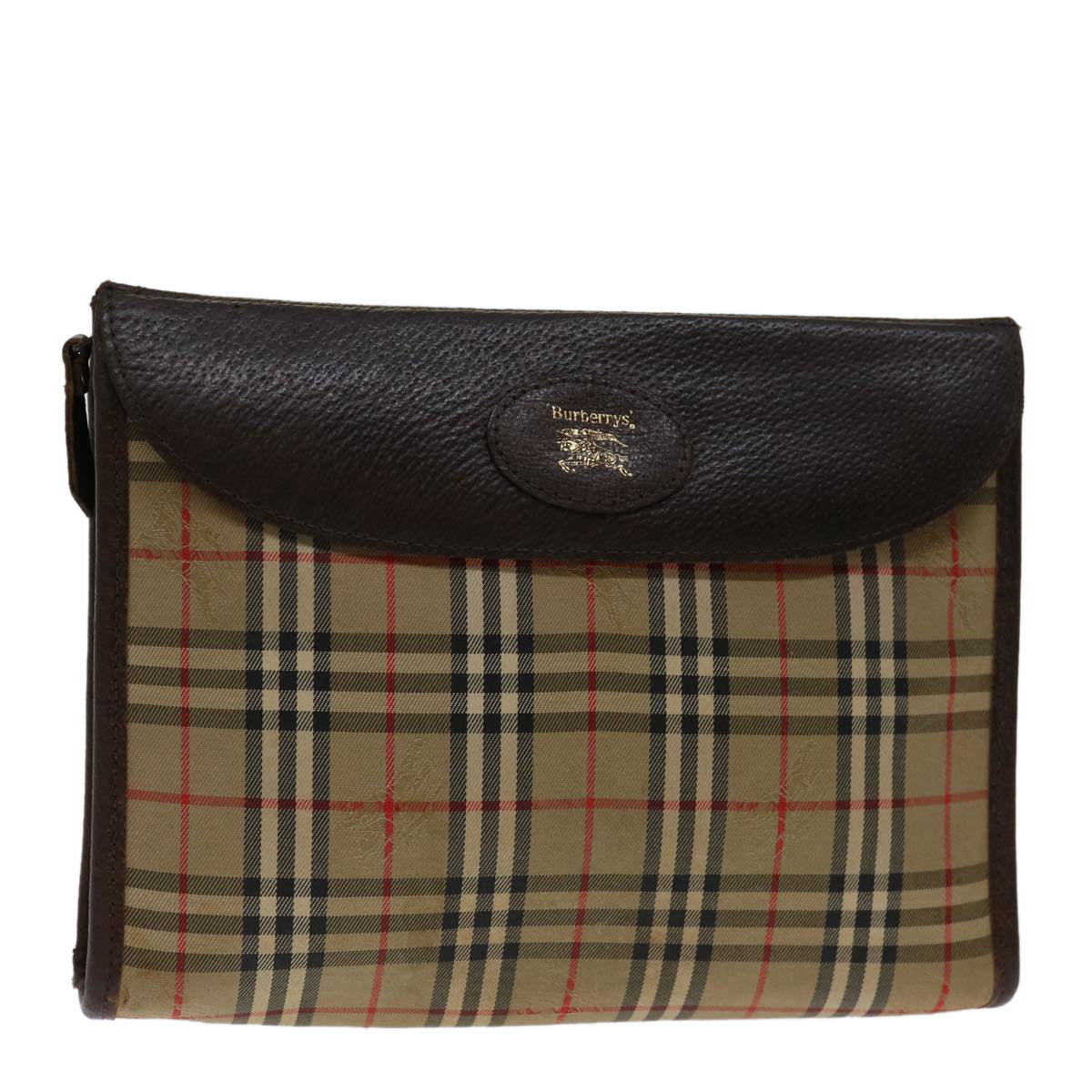 Burberry Luxury ss Nova Check Clutch Bag Auth Bs12774 Canvas Beige