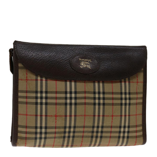 Burberry Luxury ss Nova Check Clutch Bag Auth Bs12774 Canvas Beige