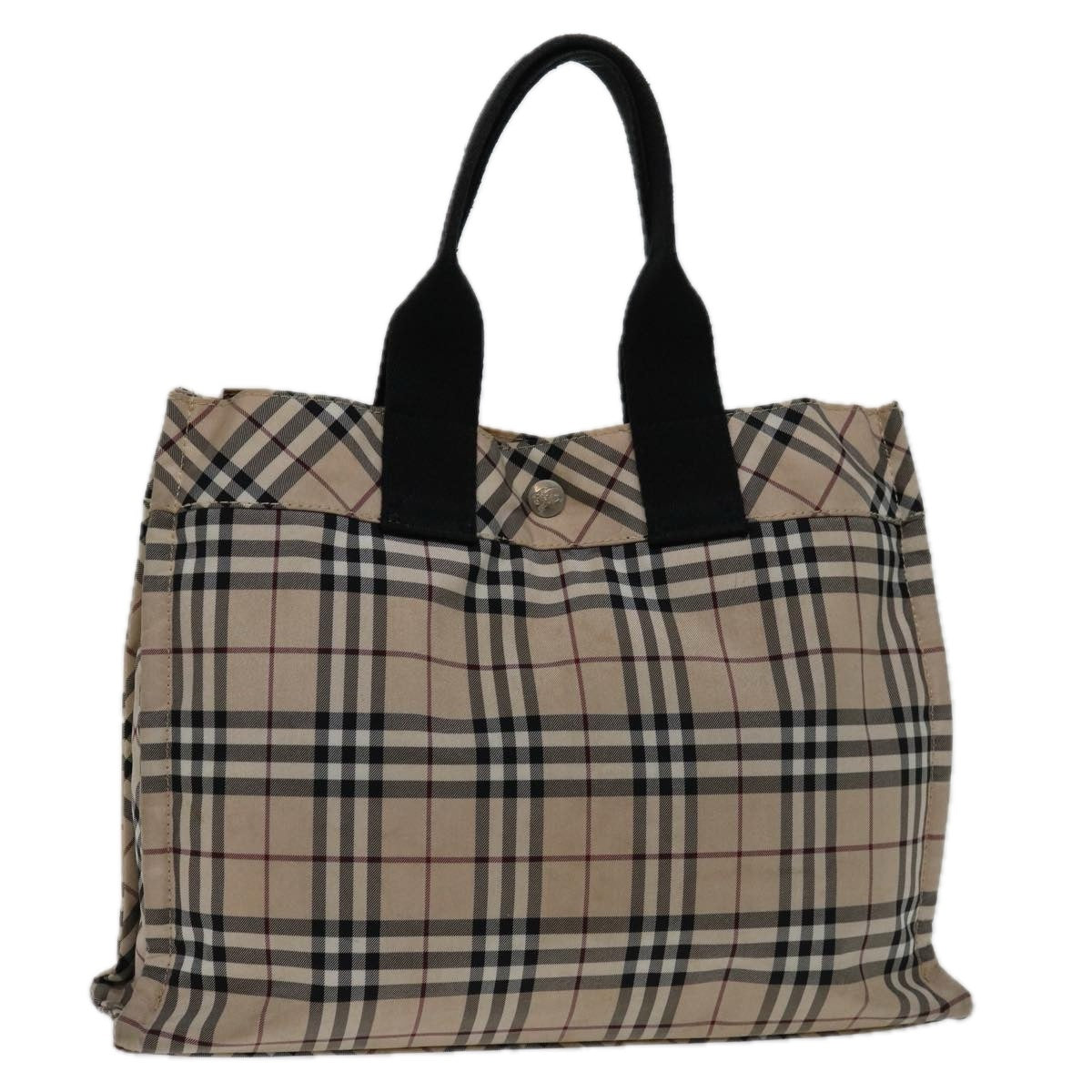 Burberry Luxury Nova Check Hand Bag Auth Bs12785 Nylon Black Beige Travel Bag