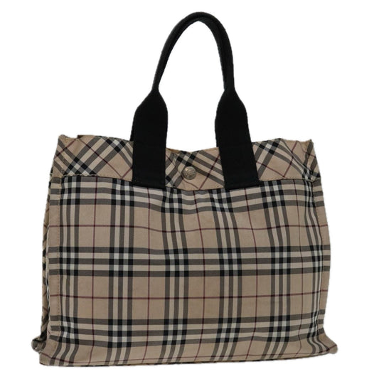 Burberry Luxury Nova Check Hand Bag Auth Bs12785 Nylon Black Beige Travel Bag
