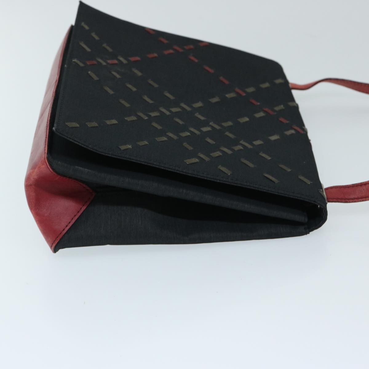 Burberry Luxury Shoulder Bag Auth Bs12799 Canvas Black Red