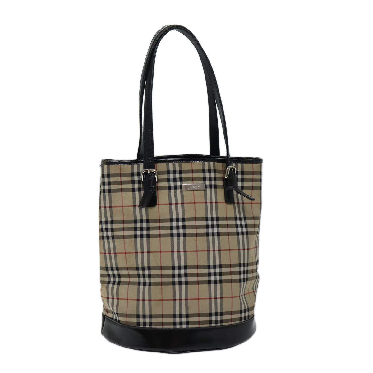 Burberry Luxury ss Nova Check Label Shoulder Bag Auth Canvas Beige Blue Beige Auth Bs13180