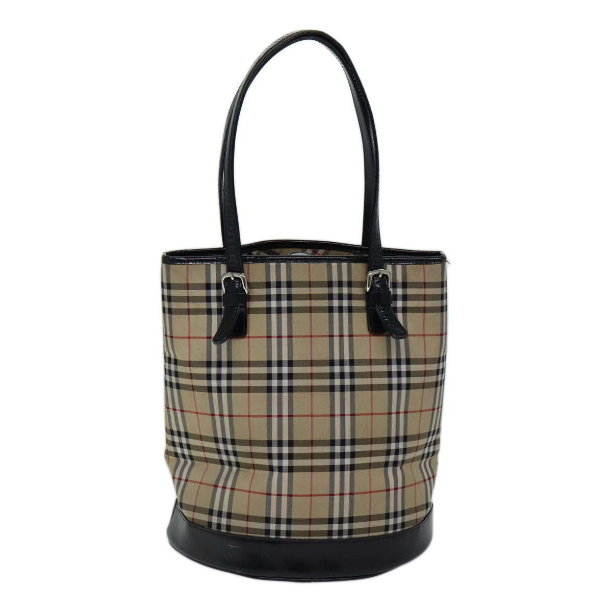 Burberry Luxury ss Nova Check Label Shoulder Bag Auth Canvas Beige Blue Beige Auth Bs13180