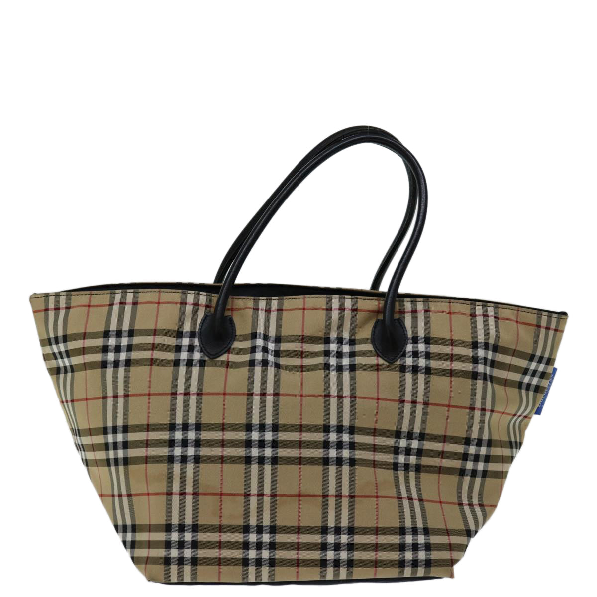 Burberry Luxury ss Nova Check Label Hand Bag Auth Nylon Beige Blue Travel Bag Beige Auth Bs13235