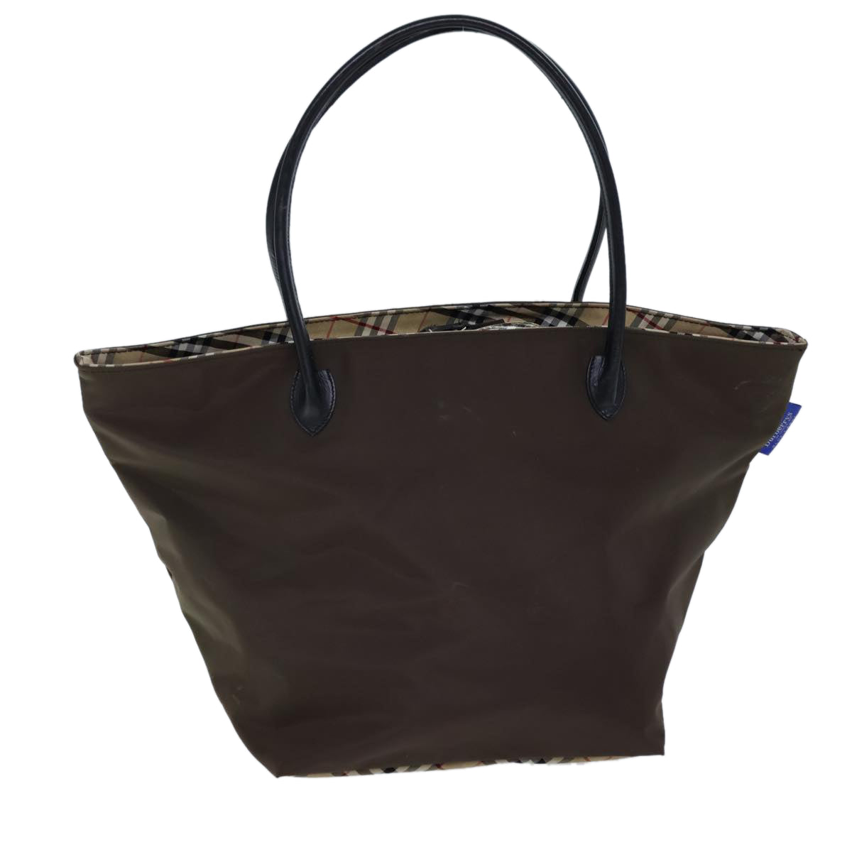 Burberry Luxury ss Nova Check Label Hand Bag Auth Nylon Black Brown Travel Bag
