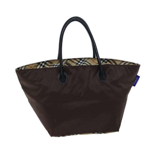 Burberry Luxury ss Nova Check Label Hand Bag Auth Nylon Black Brown Travel Bag Black Auth Bs13693