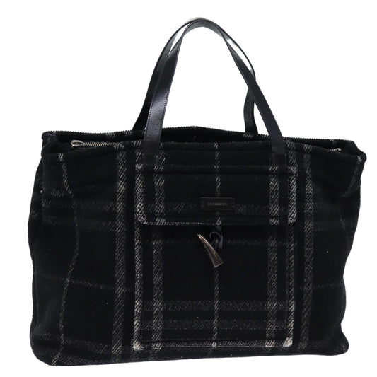Burberry Luxury Nova Check Hand Bag Wool Auth Bs13719 Black Travel Bag