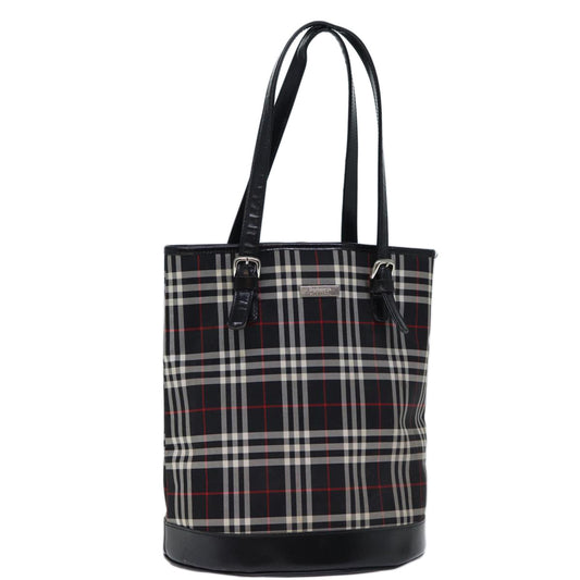 Burberry Luxury ss Nova Check Label Shoulder Bag Auth Canvas Black Blue