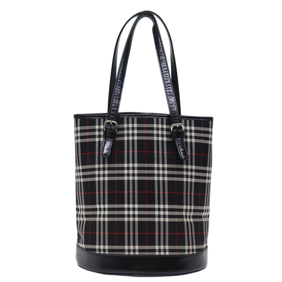 Burberry Luxury ss Nova Check Label Shoulder Bag Auth Canvas Black Blue