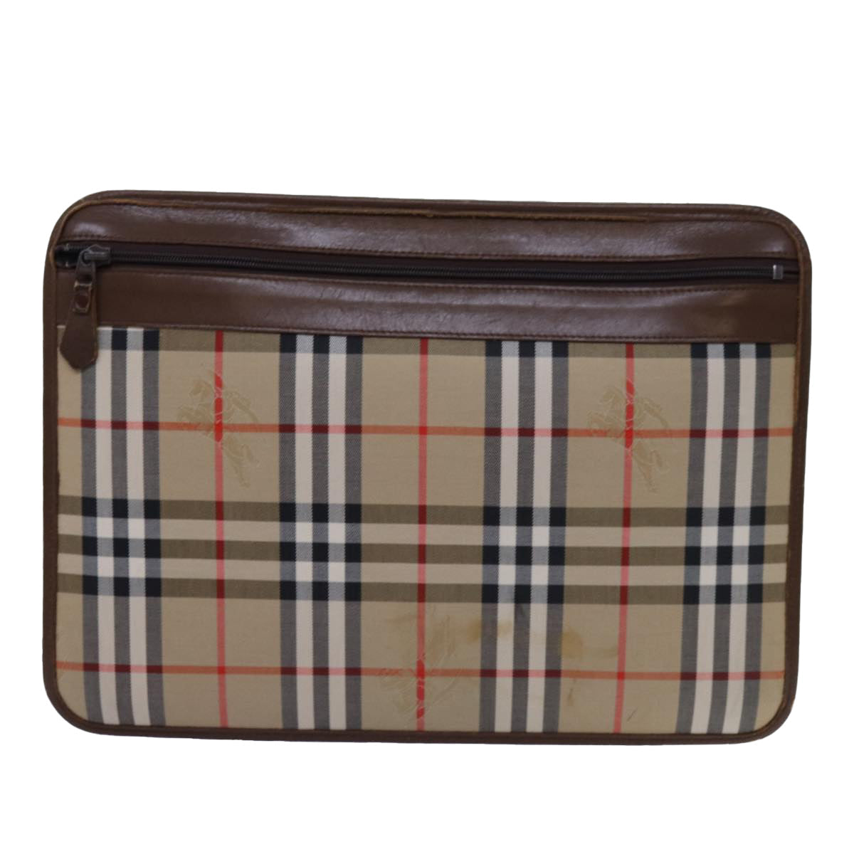 Burberry Luxury ss Nova Check Clutch Bag Auth Bs13819 Canvas Beige