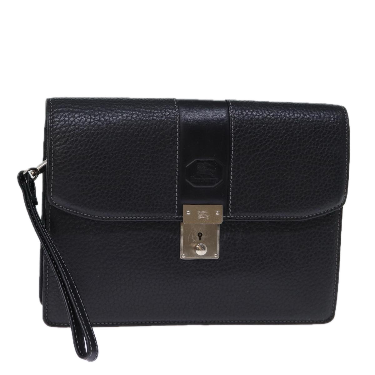 Burberry Luxury ss Clutch Bag Auth Bs13915 Leather Black