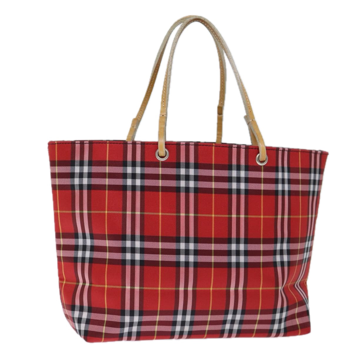 Burberry Luxury Nova Check Hand Bag Auth Bs14025 Nylon Red Travel Bag