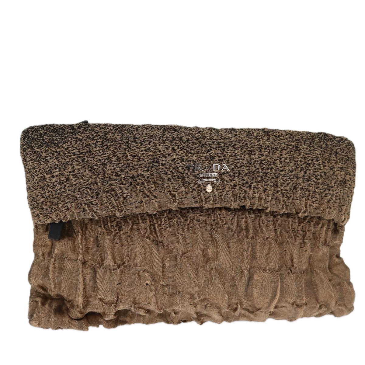 Prada Clutch Bag Auth Canvas Brown