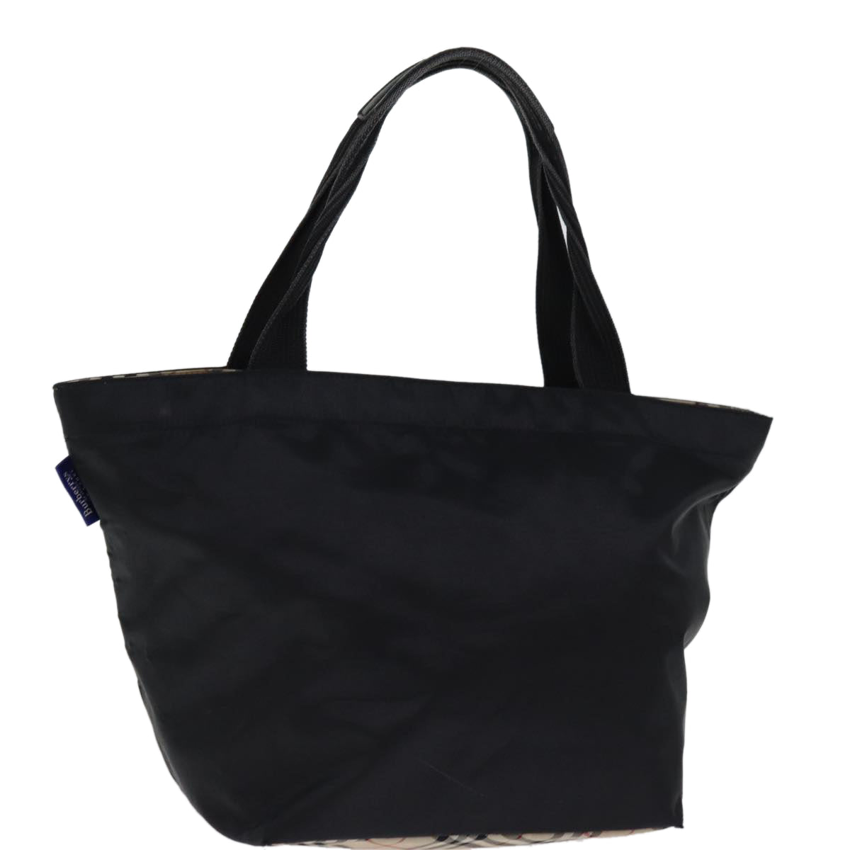 Burberry Luxury ss Nova Check Label Hand Bag Auth Nylon Black Blue Travel Bag