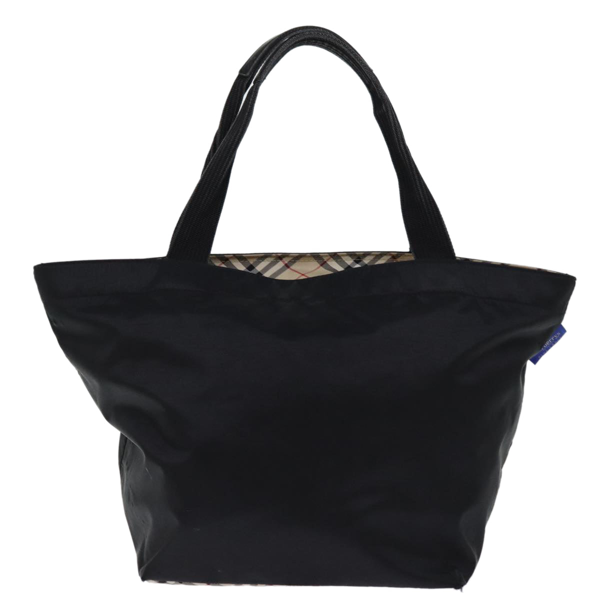 Burberry Luxury ss Nova Check Label Hand Bag Auth Nylon Black Blue Travel Bag