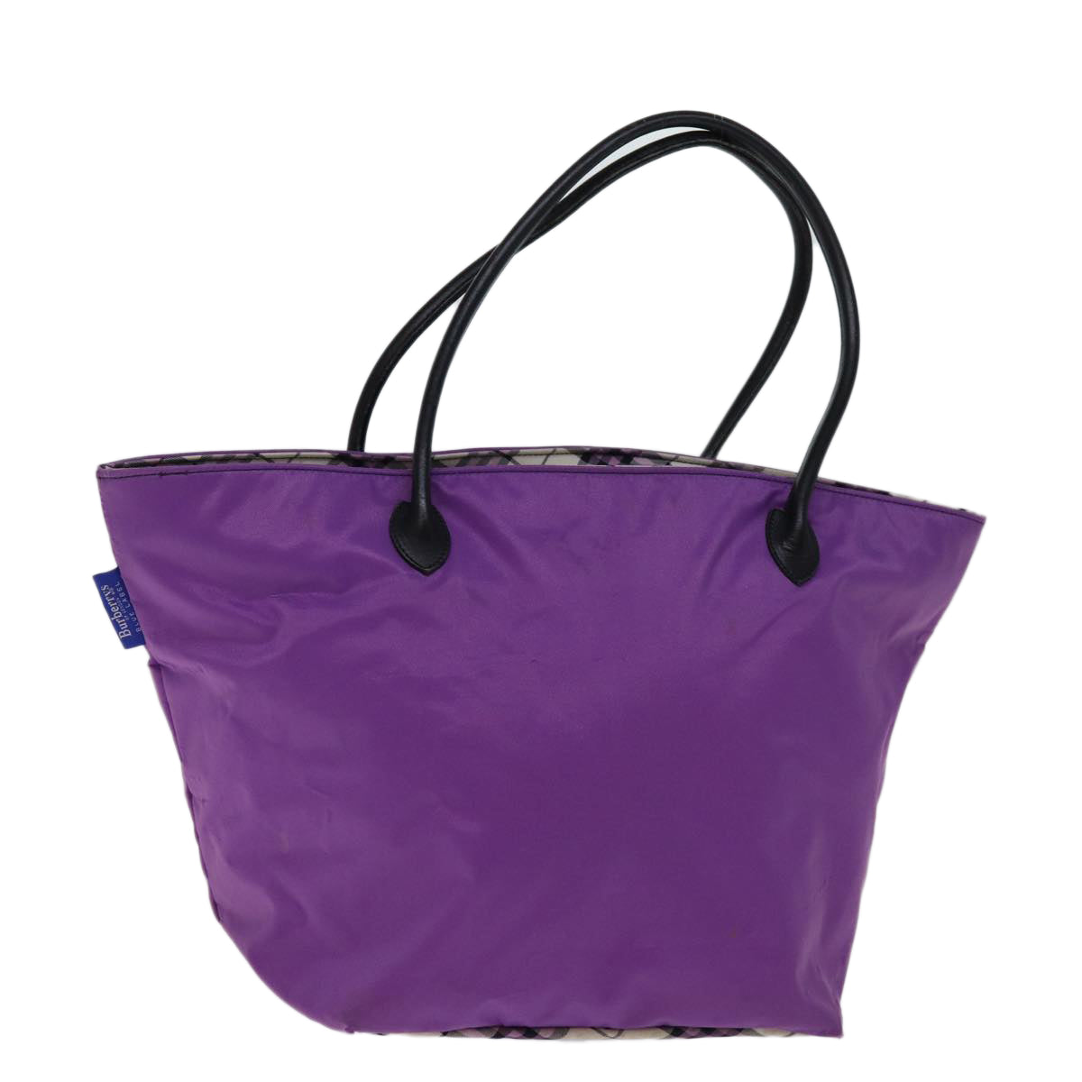 Burberry Luxury ss Nova Check Label Tote Bag Auth Nylon Blue Purple