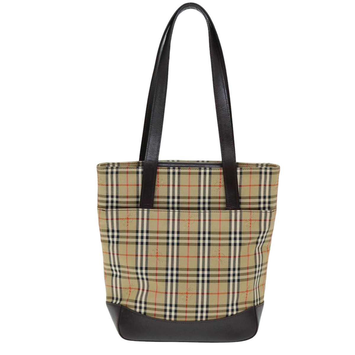 Burberry Luxury Nova Check Tote Bag Auth Bs14347 Leather Canvas Beige