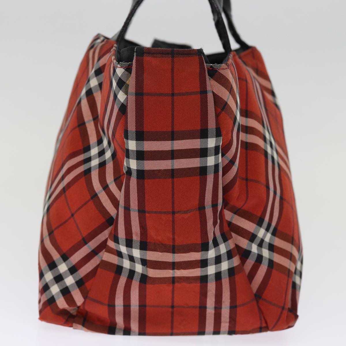 Burberry Luxury Nova Check Hand Bag Auth Bs14384 Nylon Red Travel Bag