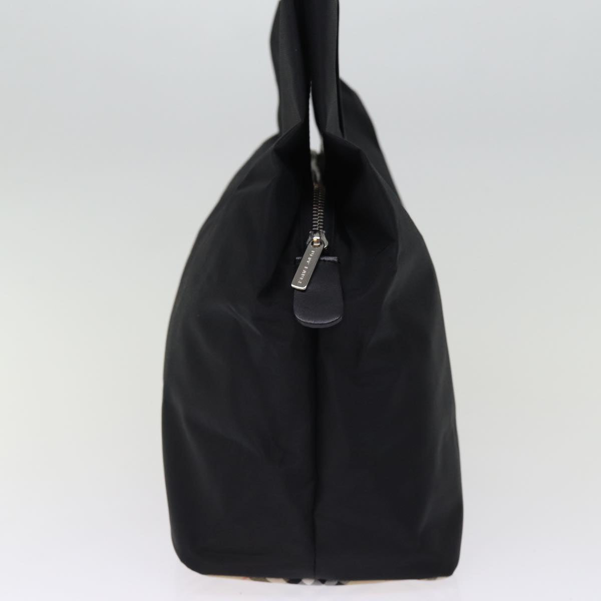 Burberry Luxury ss Nova Check Label Hand Bag Auth Nylon Black Beige Travel Bag Beige Auth Bs14388