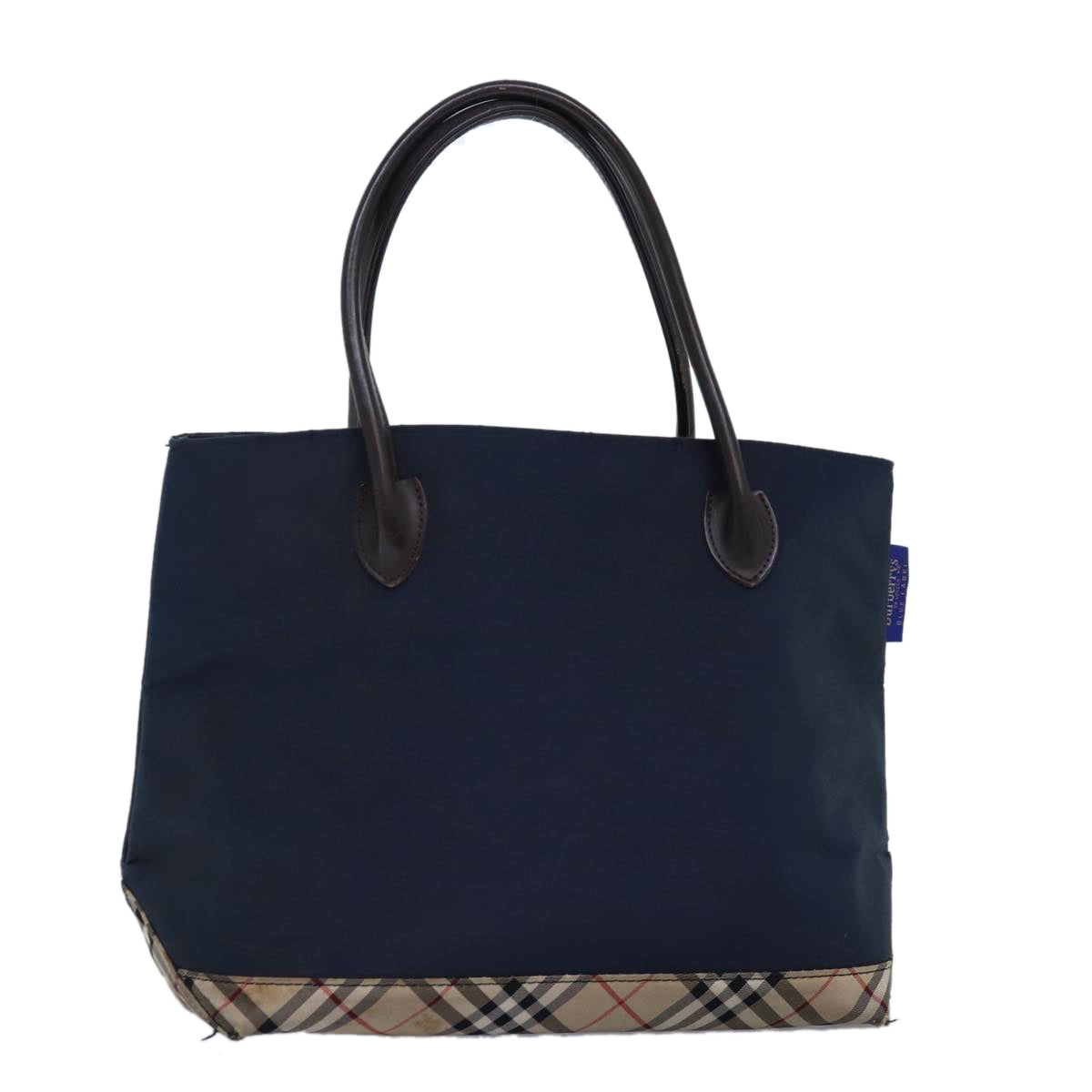 Burberry Luxury ss Nova Check Label Tote Bag Auth Nylon Black Beige