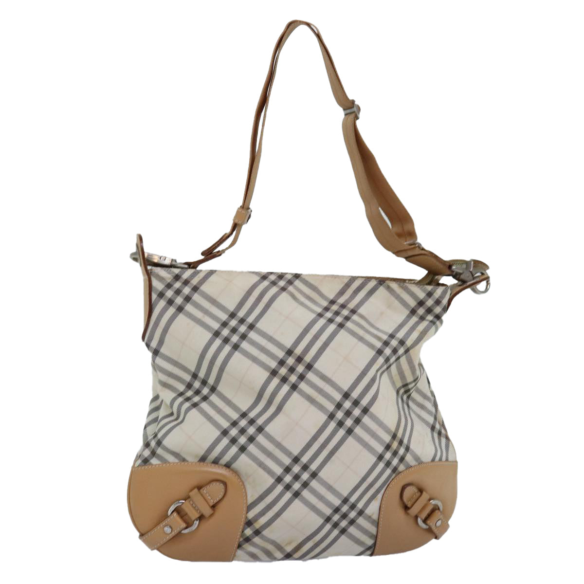 Burberry Luxury Nova Check Shoulder Bag Auth Bs14832 Nylon Beige