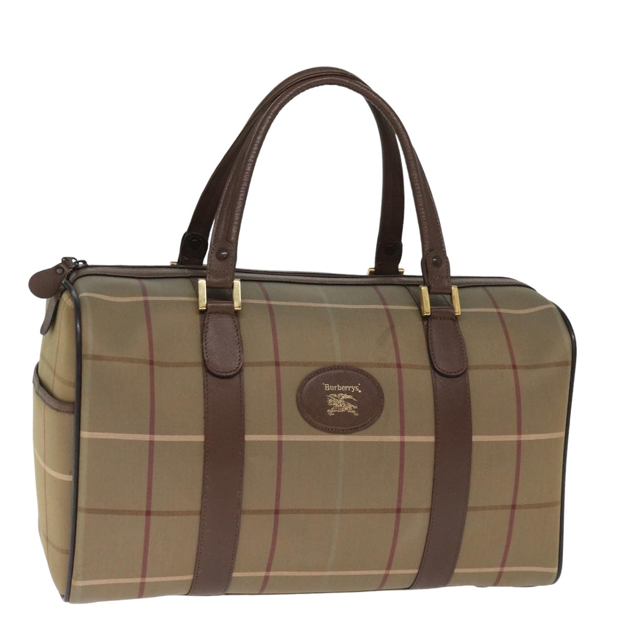 Burberry Luxury ss Nova Check Boston Bag Khaki Auth Canvas Travel Bag