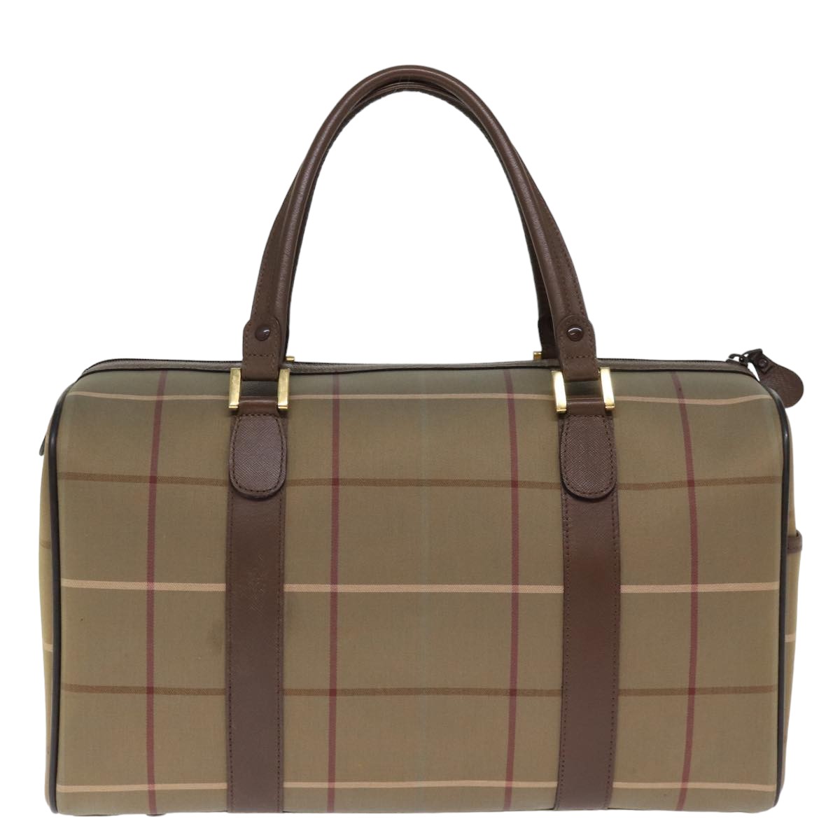 Burberry Luxury ss Nova Check Boston Bag Khaki Auth Canvas Travel Bag