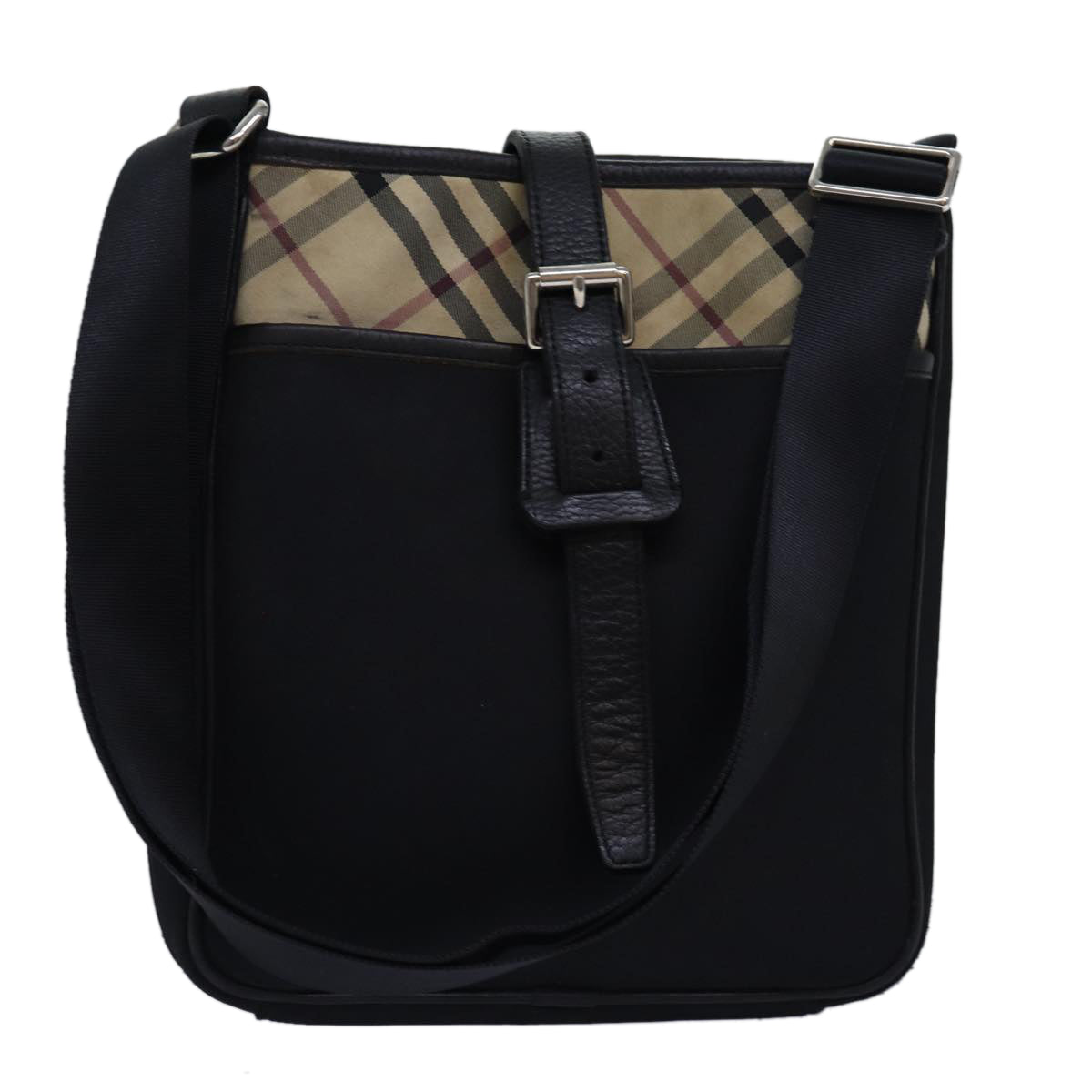 Burberry Luxury Nova Check Shoulder Bag Auth Bs14923 Nylon Black Beige