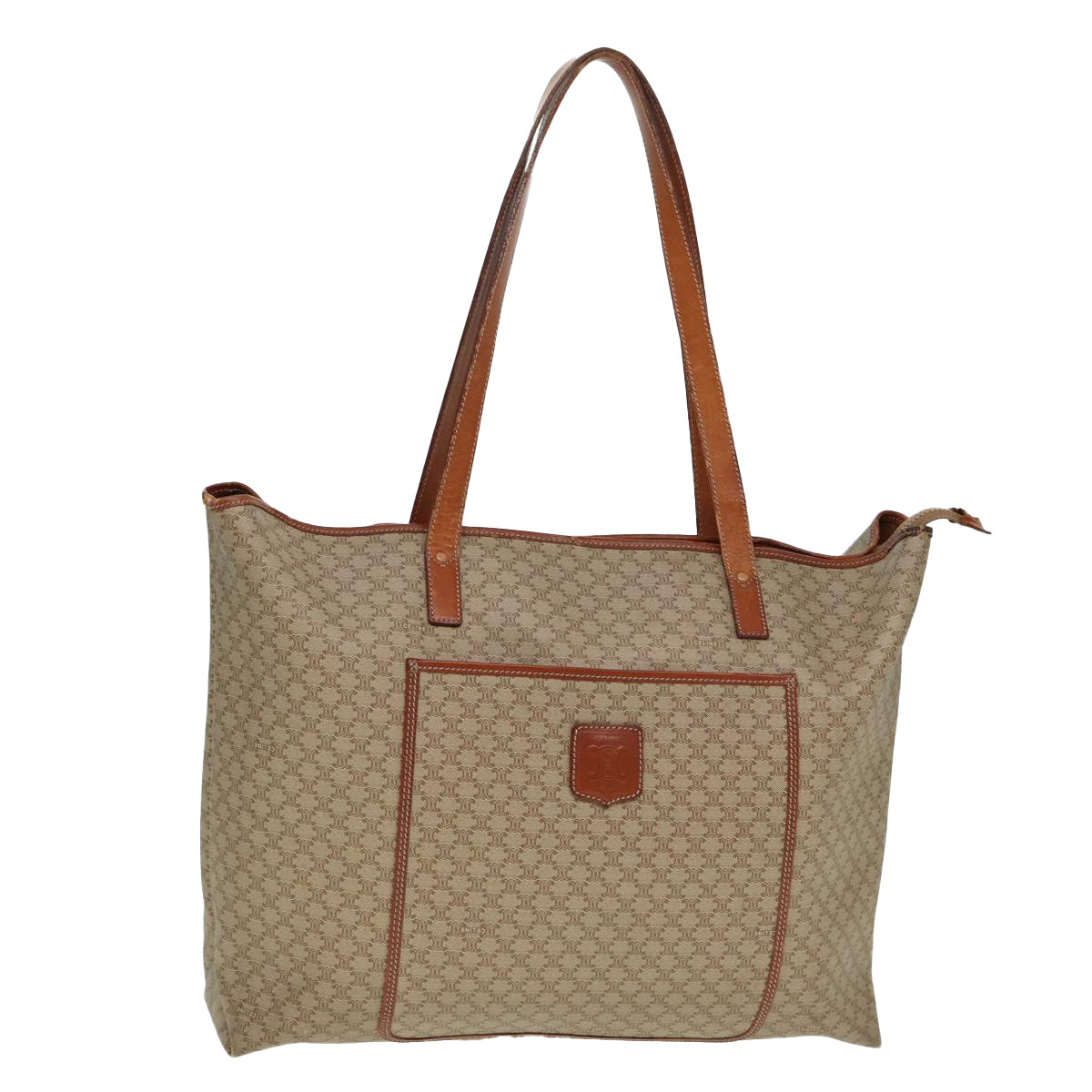 Luxury Macadam Tote Bag Beige Leather Canvas