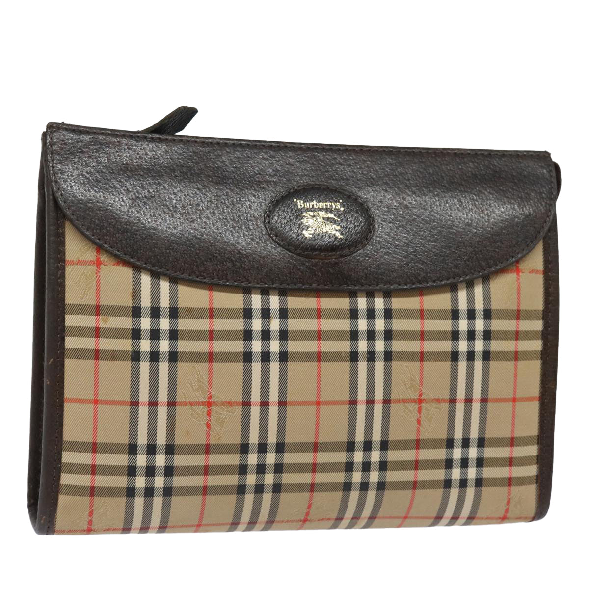 Burberry Luxury ss Nova Check Clutch Bag Auth Bs15450 Canvas Beige