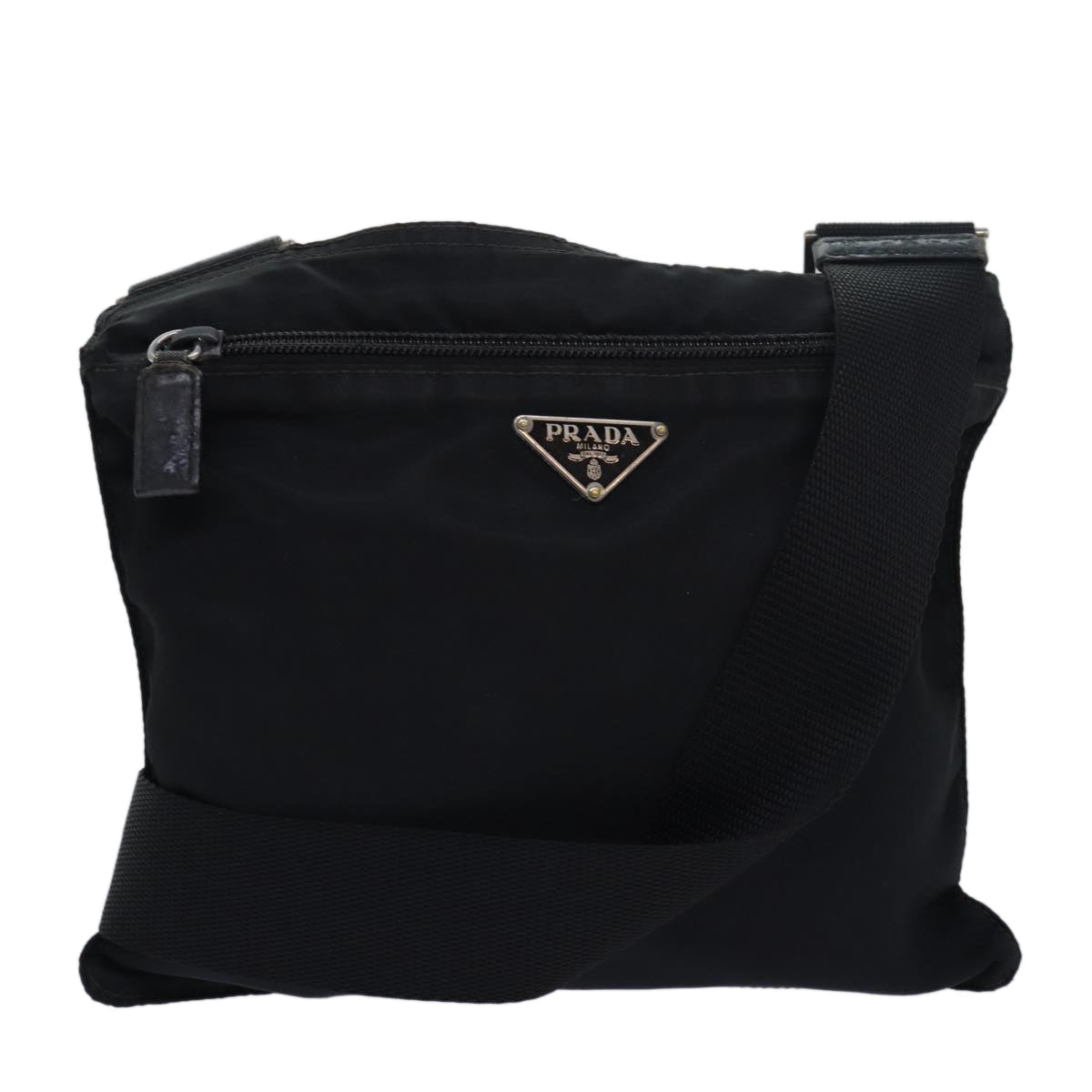 Prada Shoulder Bag Auth Nylon Black Black Auth Bs15593