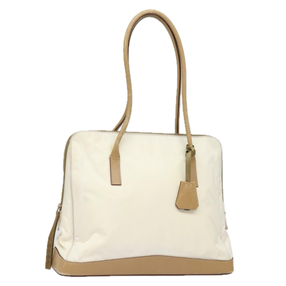 Prada Shoulder Bag Auth Leather Nylon White
