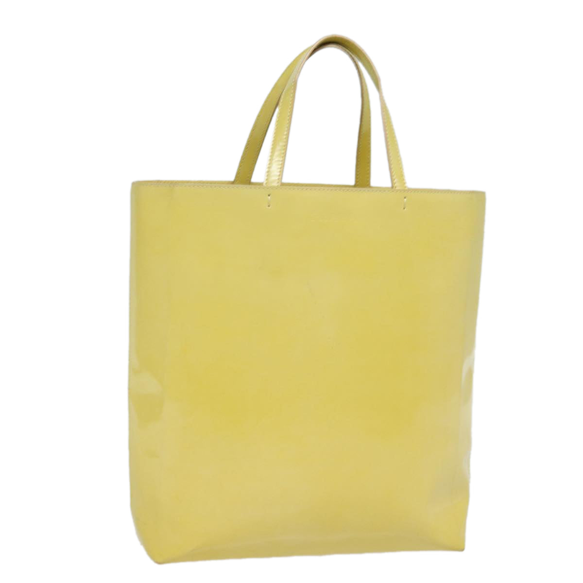 Prada Hand Bag Auth Leather Patent Yellow Travel Bag