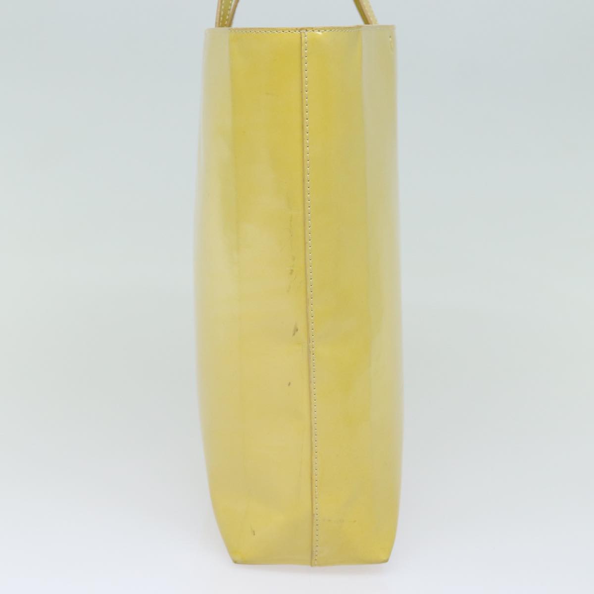 Prada Hand Bag Auth Leather Patent Yellow Travel Bag