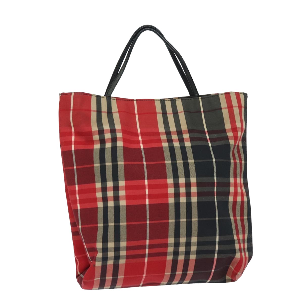 Burberry Luxury Nova Check Hand Bag Auth Bs15729 Canvas Black Red Travel Bag