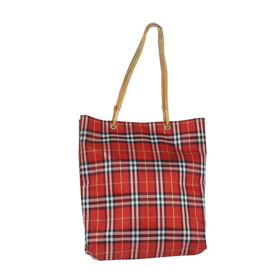Burberry Luxury Nova Check Tote Bag Auth Bs15730 Canvas Red