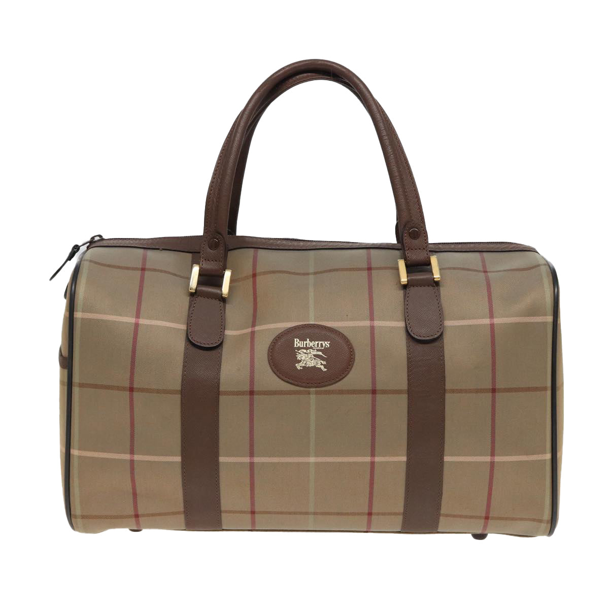Burberry Luxury ss Nova Check Boston Bag Auth Bs15740 Canvas Beige Travel Bag