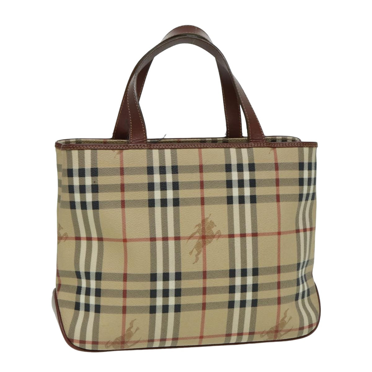 Burberry Luxury Nova Check Hand Bag Pvc Auth Bs15799 Beige Travel Bag