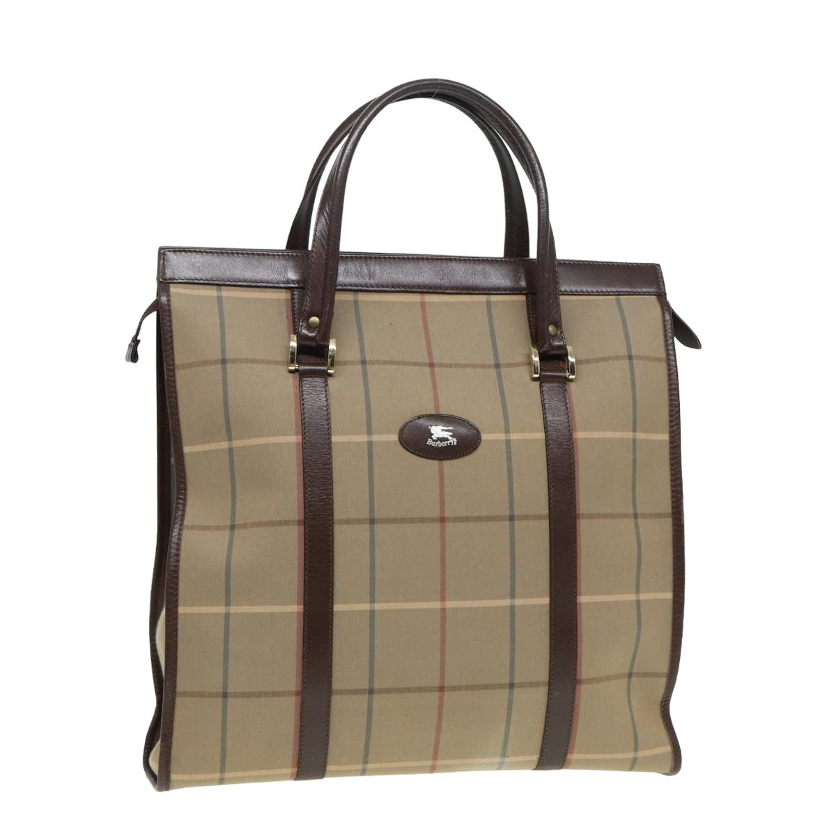 Burberry Luxury ss Nova Check Hand Bag Auth Bs16016 Leather Canvas Brown Travel Bag