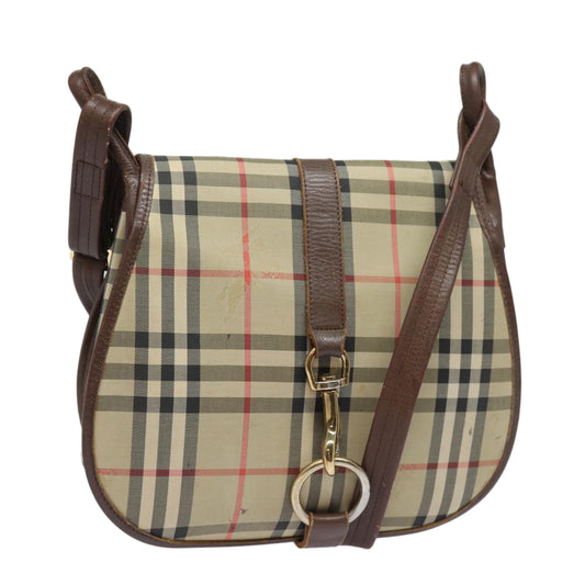 Burberry Luxury ss Nova Check Shoulder Bag Auth Bs16020 Leather Canvas Brown